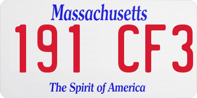 MA license plate 191CF3
