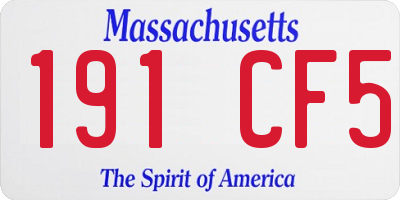 MA license plate 191CF5