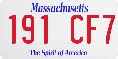MA license plate 191CF7