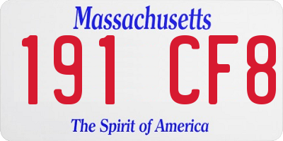 MA license plate 191CF8