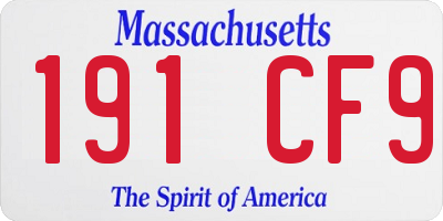 MA license plate 191CF9