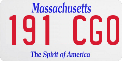 MA license plate 191CG0