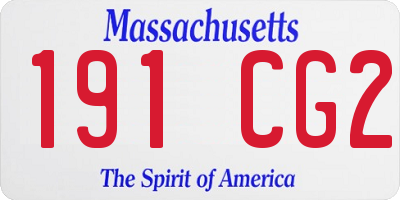 MA license plate 191CG2