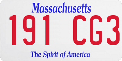 MA license plate 191CG3
