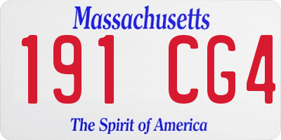 MA license plate 191CG4
