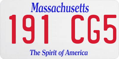 MA license plate 191CG5