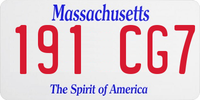MA license plate 191CG7