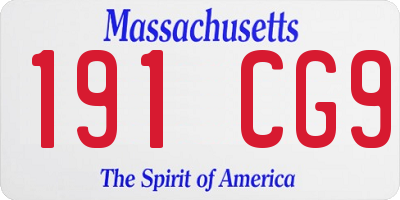 MA license plate 191CG9