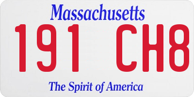 MA license plate 191CH8