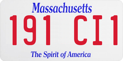 MA license plate 191CI1