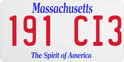MA license plate 191CI3