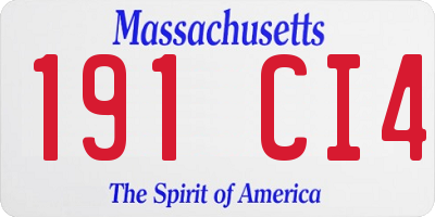 MA license plate 191CI4