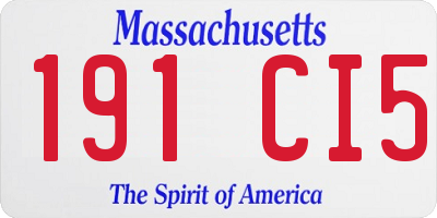 MA license plate 191CI5