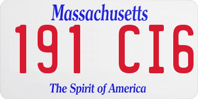MA license plate 191CI6