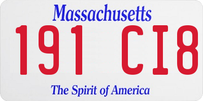 MA license plate 191CI8