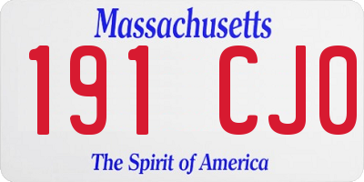 MA license plate 191CJ0