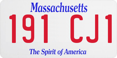 MA license plate 191CJ1