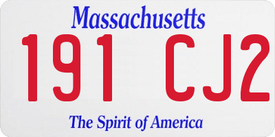 MA license plate 191CJ2