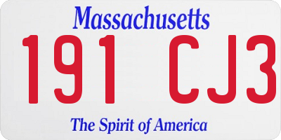 MA license plate 191CJ3