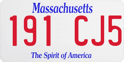 MA license plate 191CJ5