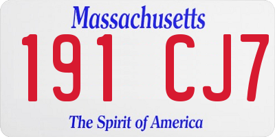 MA license plate 191CJ7
