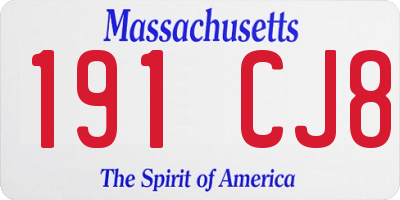 MA license plate 191CJ8