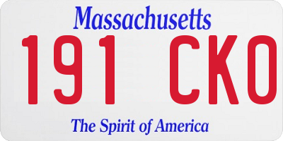 MA license plate 191CK0