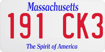MA license plate 191CK3