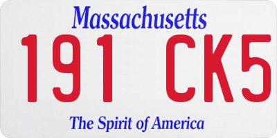 MA license plate 191CK5