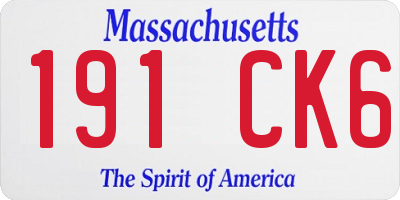 MA license plate 191CK6