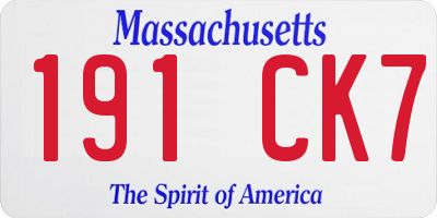 MA license plate 191CK7