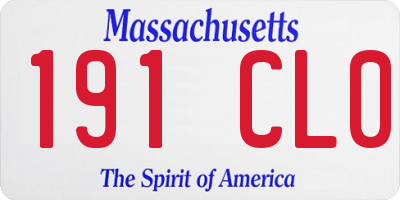 MA license plate 191CL0