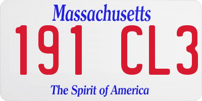 MA license plate 191CL3