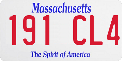 MA license plate 191CL4