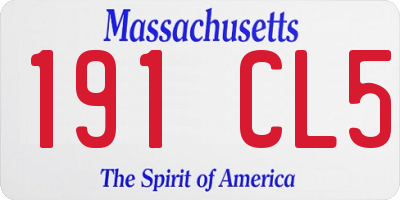 MA license plate 191CL5