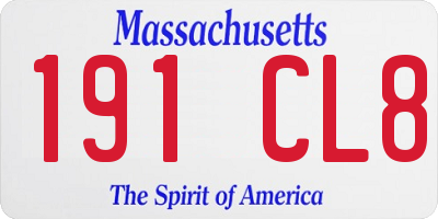 MA license plate 191CL8