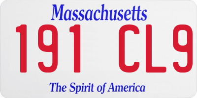MA license plate 191CL9