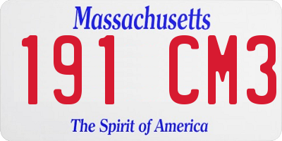 MA license plate 191CM3