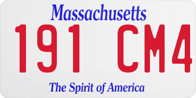 MA license plate 191CM4