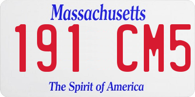 MA license plate 191CM5