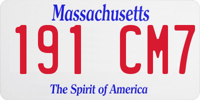 MA license plate 191CM7