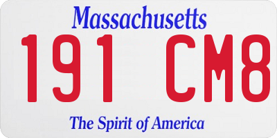 MA license plate 191CM8