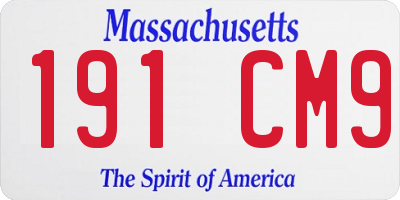 MA license plate 191CM9