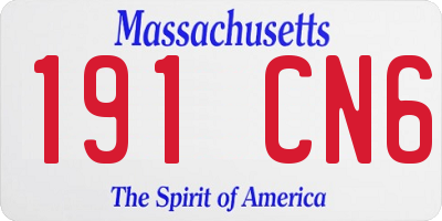 MA license plate 191CN6