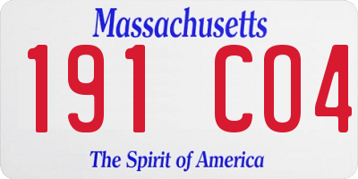 MA license plate 191CO4