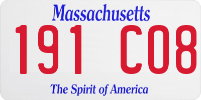MA license plate 191CO8