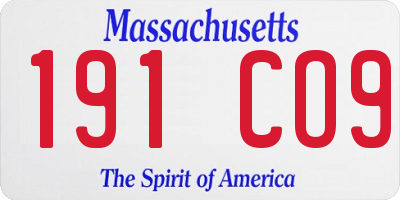 MA license plate 191CO9