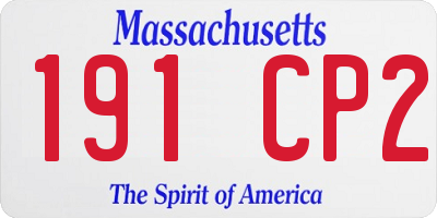 MA license plate 191CP2