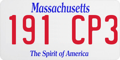 MA license plate 191CP3