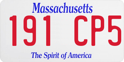 MA license plate 191CP5